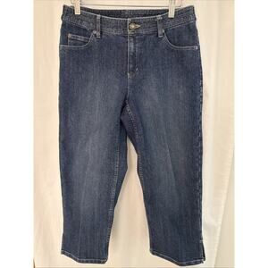 Liz Claiborne Capri Jeans Womens 6 Mid Rise Wide Leg Slit Medium Wash